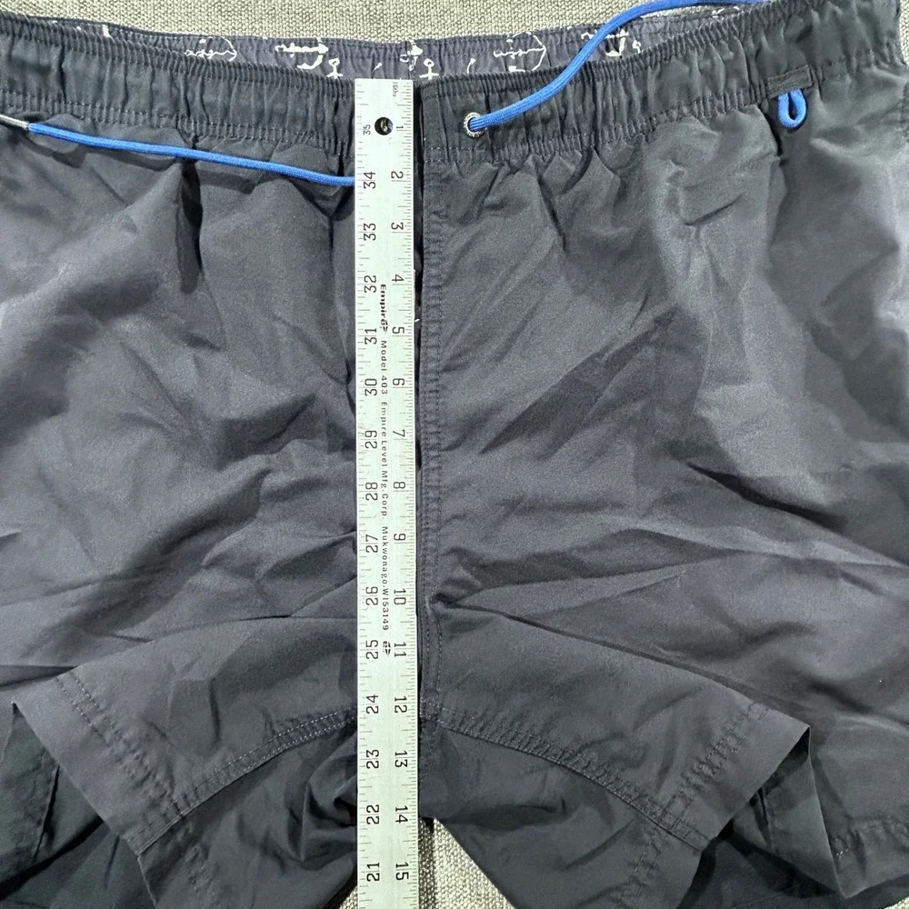 Lands' End Swim Trunks Mens Large 36-38 Navy Blue Excellent Nautical Anchor 1426